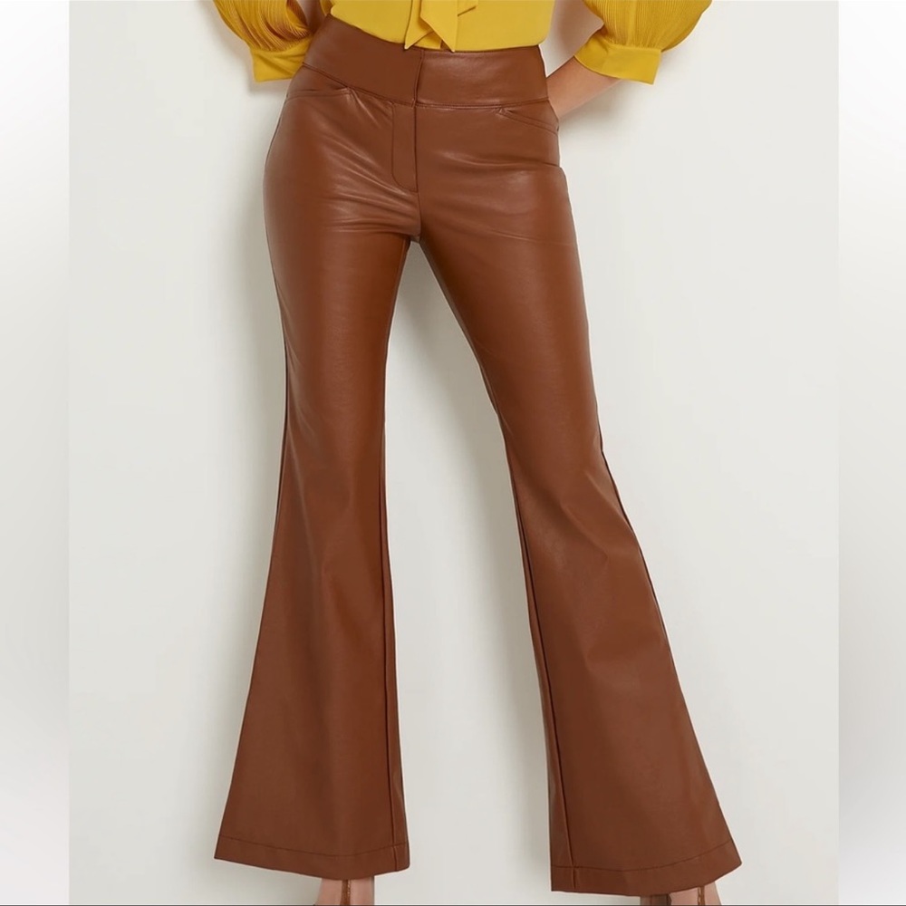 High Waisted Faux Leather Flare Pant